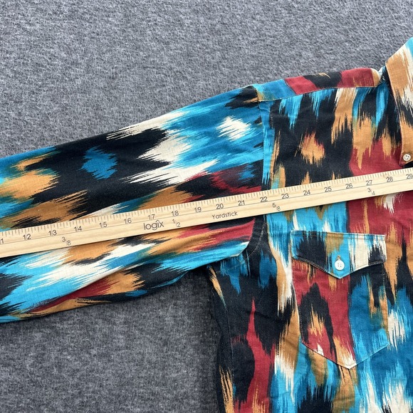 Wrangler Brushpopper Shirt Mens 16-33 Made in USA Western Tribal Native LS *FLAW - Picture 6 of 12